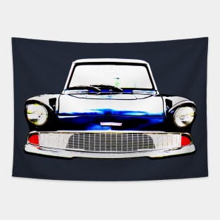 Ford Anglia 105E 1960s classic car high contrast Tapestry