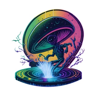 Alien Emerging from Galactic Vinyl Record T-Shirt