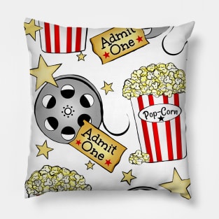 VIP Movie Night on white w/ pop corn Pillow