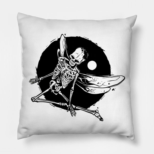 Winged Skeleton Grunge Pillow by mehdime