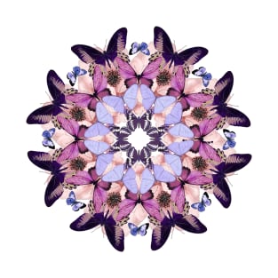 purple butterflies mandala T-Shirt