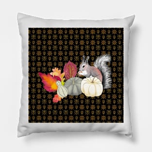 Autumn Gourds and Squirrel Pillow