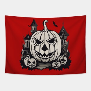 Gothic pumpkin carving for Halloween Tapestry