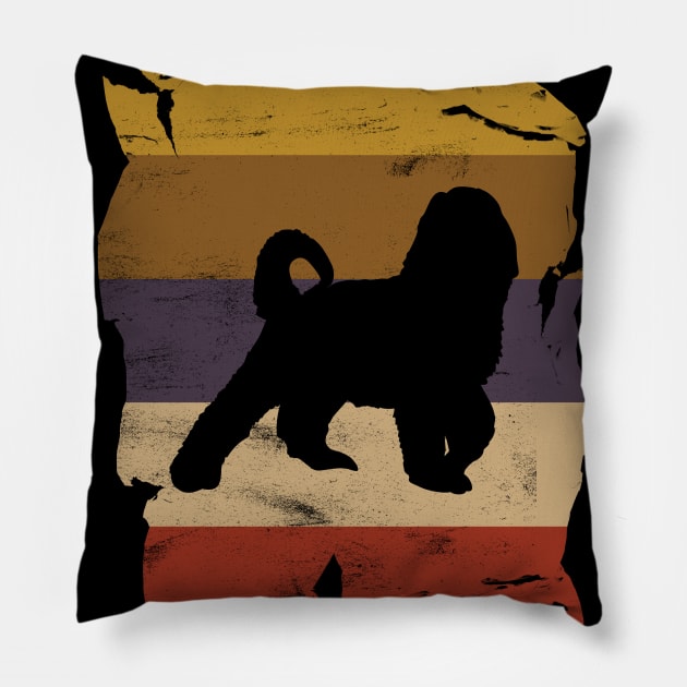 Bernedoodle Distressed Vintage Retro Silhouette Pillow by DoggyStyles