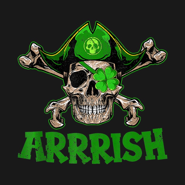 Arrrish Irish Pirate Skull Shamrock Clover St Patricks Day by irelandefelder