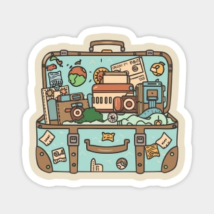 A vintage suitcase with travel stickers Magnet