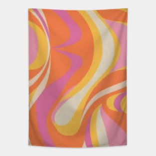 Retro Geometric Orange Pink 60s Tapestry