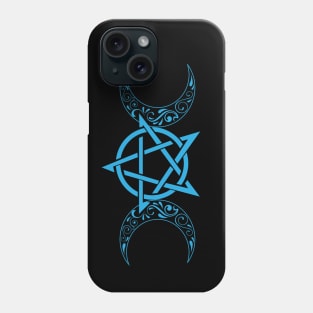 Pentacle and Moon in Blue Phone Case