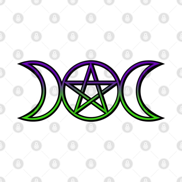 Triple Moon Goddess Purple Green by RavenWake