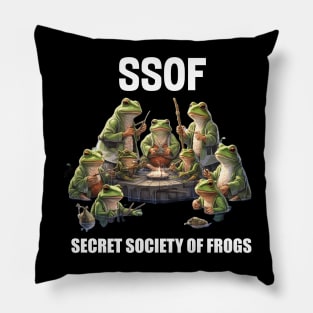 Funny Frogs Secret Society Of Frogs Pillow