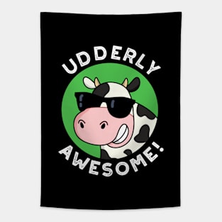 Udderly Awesome Cute Cow Pun Tapestry