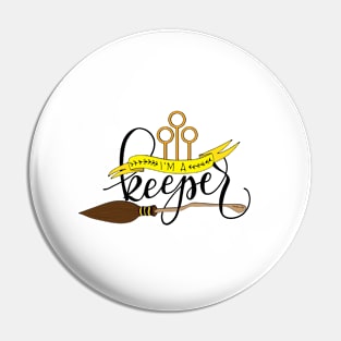 Black 'I'm A Keeper' Pun - Yellow Pin