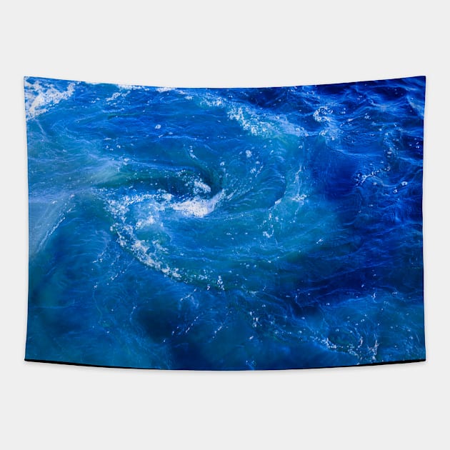 Tuquoise Blue Ocean Waves Tapestry by StylishPrinting