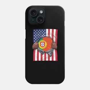 Portugal Flag American Flag Ripped - Gift for Portuguese From Portugal Phone Case