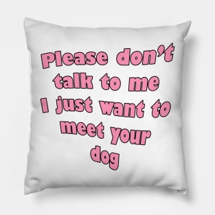 Please don't talk to me I just wanna meet your dog Pillow