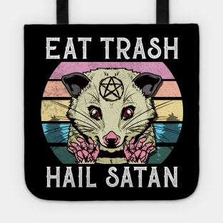 Eat Trash Hail Satan T-Shirt I Satanic Raccoon Tote