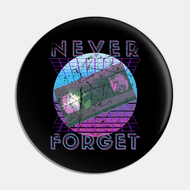 Never Forget Retro 80s 90s Nostalgia Pin by Schwarzweiss