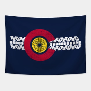 Bike Colorado State Flag Mountain Biking Art Tapestry