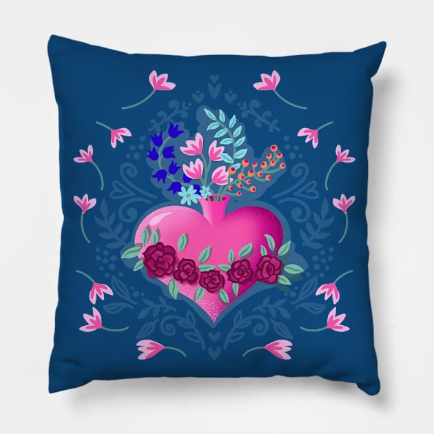 blooming heart Pillow by Lamalou Design