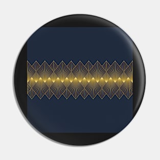 Art Deco classy diamond pattern navy and gold Pin