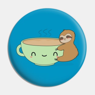 Cute Coffee Sloth T-Shirt Pin