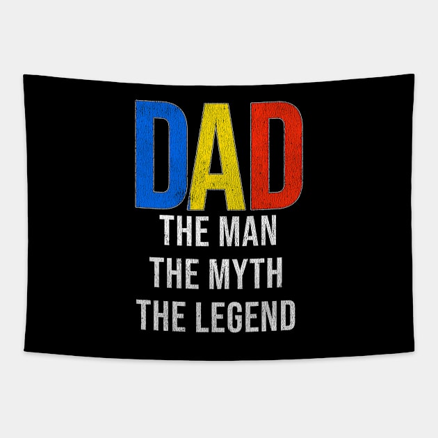 Romanian Dad The Man The Myth The Legend - Gift for Romanian Dad With Roots From Romanian Tapestry by Country Flags