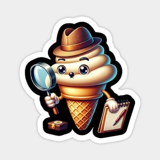 Detective Ice Cream Cone – Sweet Mystery Solver Sticker Magnet