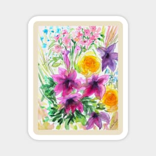 Summer in Full Bloom Watercolor Painting Magnet