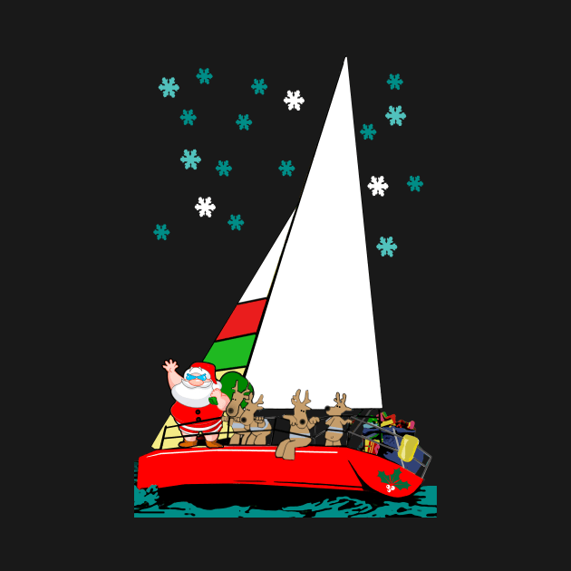 Santa Sailing at Christmas by Sailfaster Designs