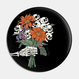 Skeleton Flowers Pin