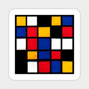 Mondrian Inspired Geometric Abstract Acrylic Painting IV Magnet