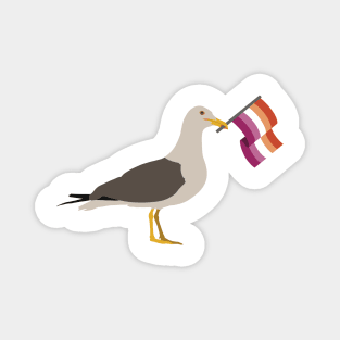 Seagull Holding Lesbian Pride Flag Magnet