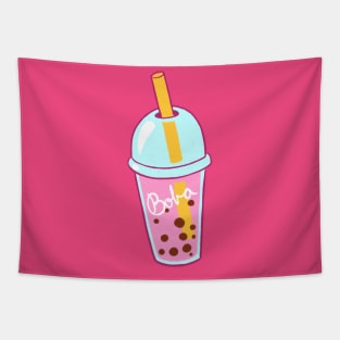 Pink Boba Tea Tapestry