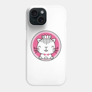 Pink cat princess with crown Phone Case