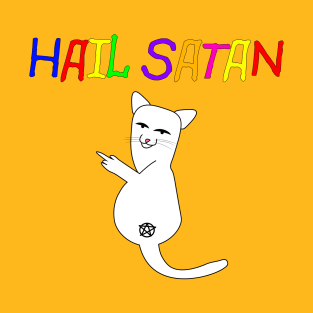 Hail Satan Middle Finger Cat T-Shirt