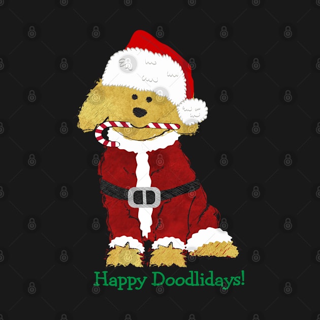 Cute Christmas Golden Doodle Santa Paws by emrdesigns