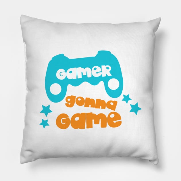 Gamer Gonna Game, Video Game, Joystick, Joypad Pillow by Jelena Dunčević