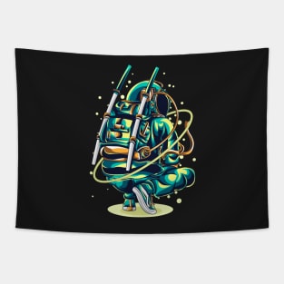 Two Katana Astronaut Tapestry