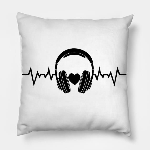 Music Heartbeat Sound Love Headphones Heart Rate Pillow by shirtontour