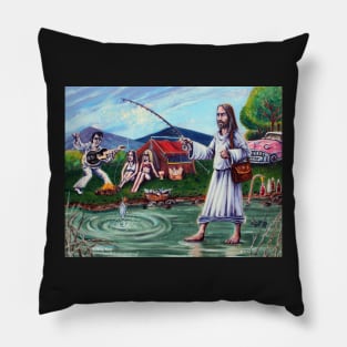 'ELVIS & JESUS CAMPING' Pillow