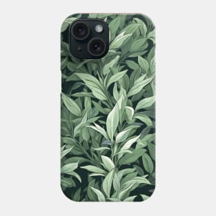 Leaves Botanical Flower Plant Line Art Sage Green Phone Case