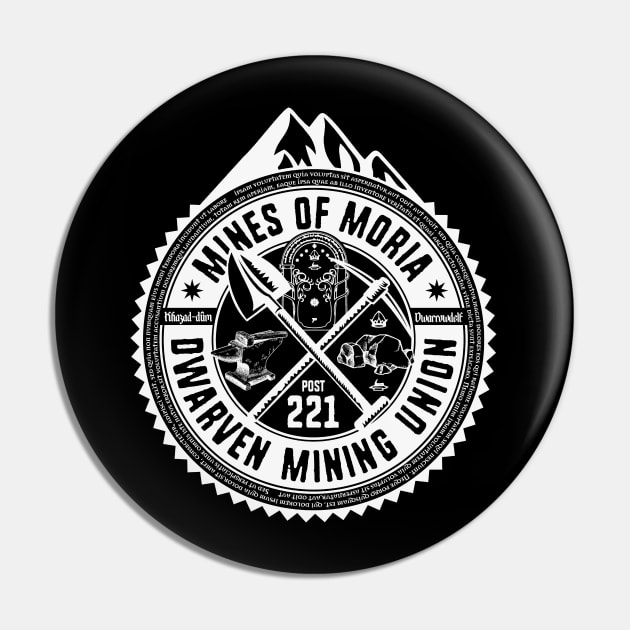 Mines of Moria Dwarven Mining Union Pin by MindsparkCreative