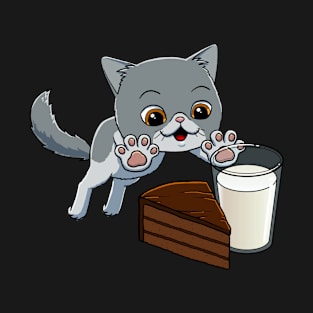 Exotic Shorthair Cat excited to have Chocolate Cake with Milk T-Shirt