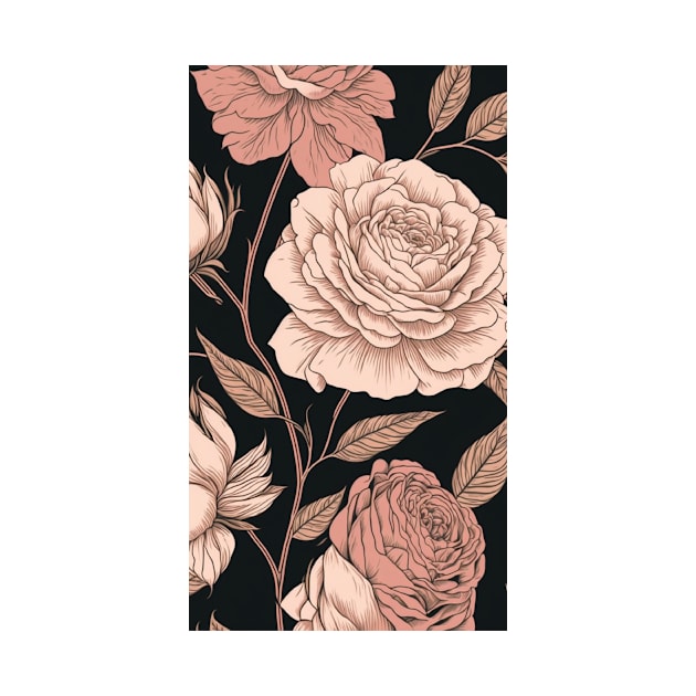 Floral Rose Pink Flowers Pattern by Kertz TheLegend