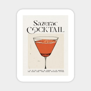 Sazerac Retro Poster Absinth Classic Bar Prints, Vintage Drinks, Recipe, Wall Art Magnet