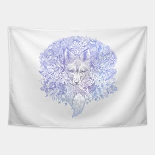 Pastel purple blue hiding fox Tapestry