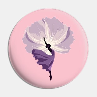 Ballet dancer in a purple dress dancing, floral background, Vector illustration, tiptoe ballet performer Pin