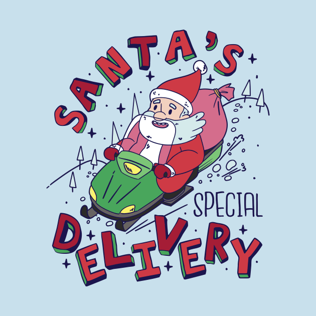 Cute Cartoon Santa's Special Delivery Snowmobile by SLAG_Creative