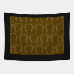 Boxing Hares - Bronze & Gold Tapestry