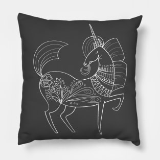 Unicorn Outline - White Pillow